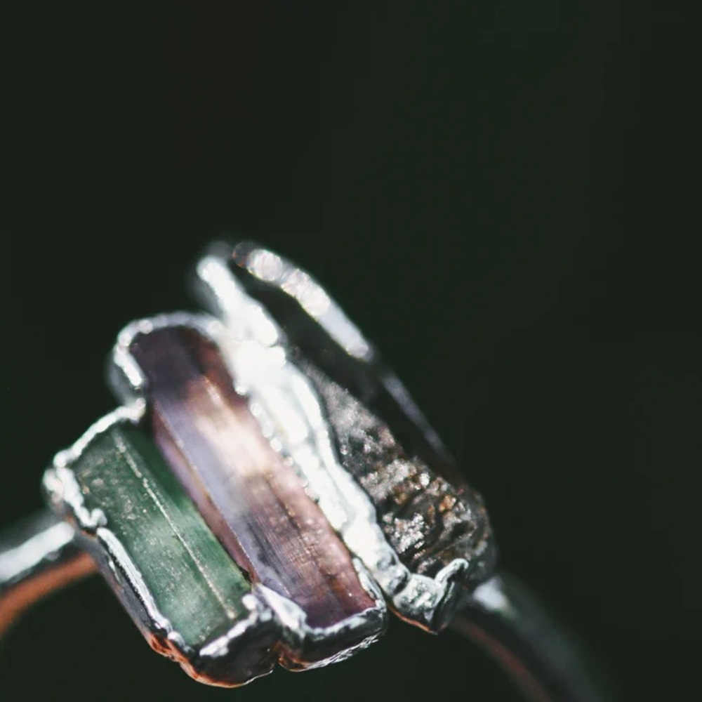 Ascend Ring - pink and green tourmaline and quartz